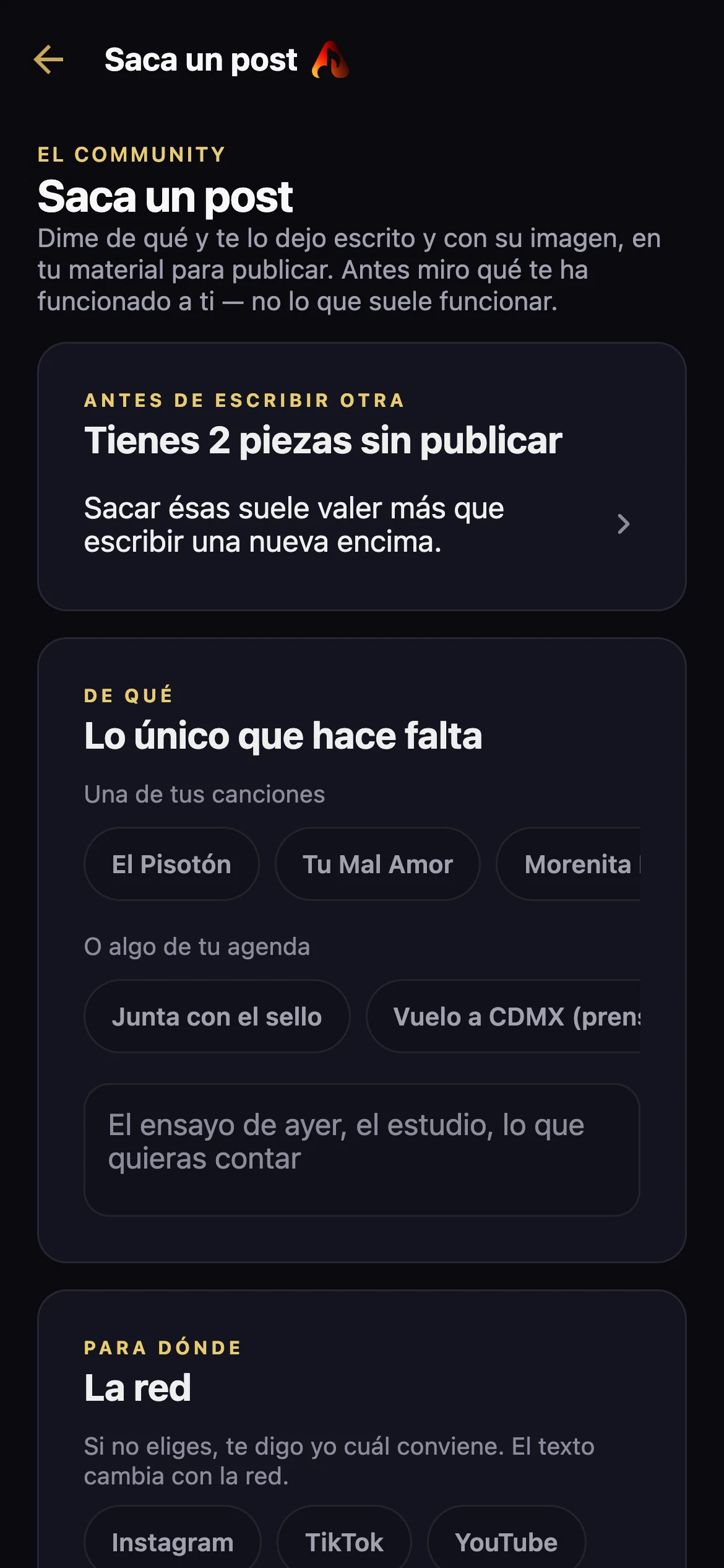 El Community en Artistick con preparación de posts y piezas para redes